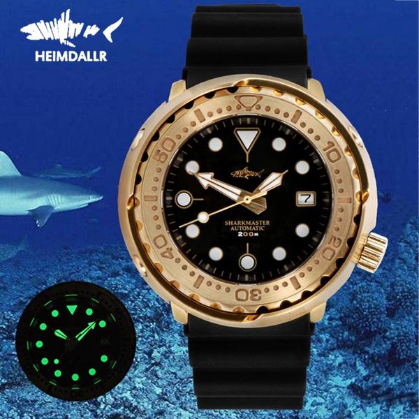 

wristwatches heimdallr automatic mechanical watch dive 200m nh35 sapphire crystal men c3 super luminous ceramic bezel, Slivery;brown