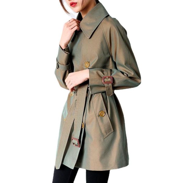 

women's wool & blends high-end windbreaker women's autumn 2021 long style elegant and thin coat jacket, Black
