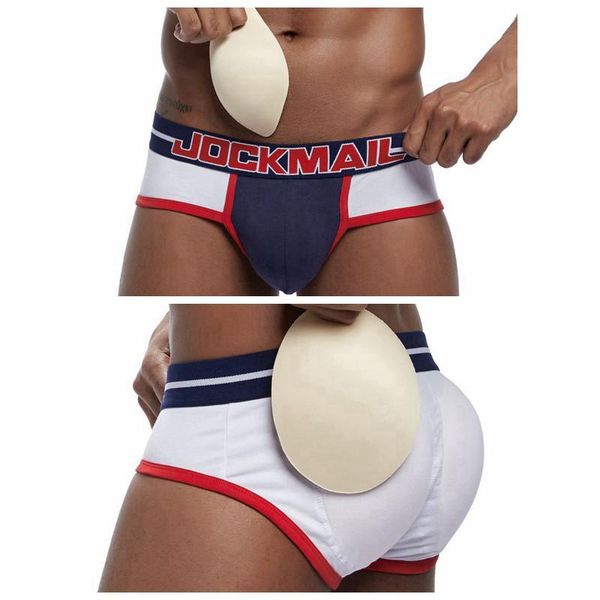 

underpants jockmail fashion padded hip men's panties push high cup cotton briefs padding upholstered male underwear, Black;white