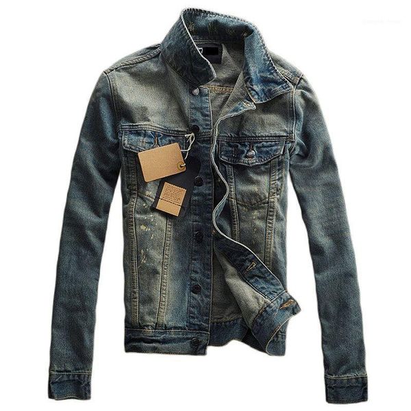 

men's jackets spring autumn 2021 japanese streetwear retro washed denim jacket casual hiphop slim handsome school student clothes, Black;brown