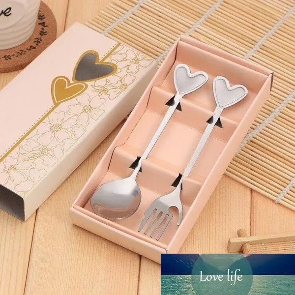 A forma di cuore Love Coffee Tea Misurino Stoviglie Forchetta Cucchiaio Set Matrimonio Amante Regalo Strumenti per la cena in acciaio Stoviglie per la casa