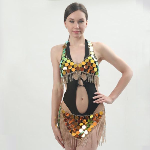 

bangle jewelry disc body chain summer beach bikini waist, Black