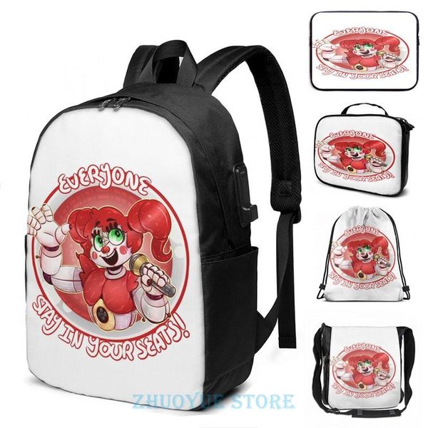 

backpack funny graphic print stay in your seats - baby fnaf-sl usb charge men school bags women bag travel laptop