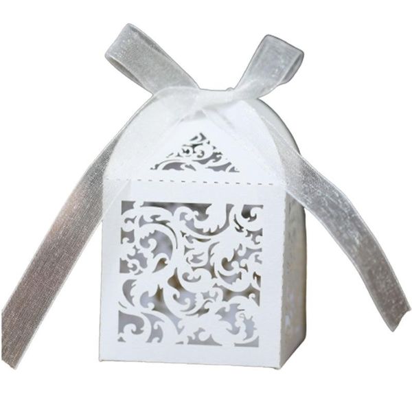 

10pcs flower vine laser cut wedding bridal favors bridal gift box hollow candy boxes with ribbon baby shower wedding party decor