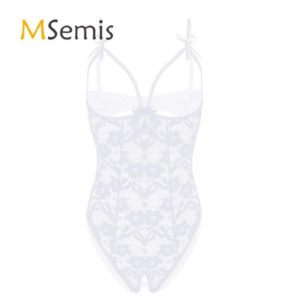 womens sheer lace open cup crotchless bodysuit flower pattern adjustable spaghetti strap hollow out leotard lingerie sleepwear