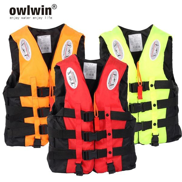

life vest & buoy universal outdoor swimming boating skiing driving survival suit polyester jacket for children with pipe s -xxxl