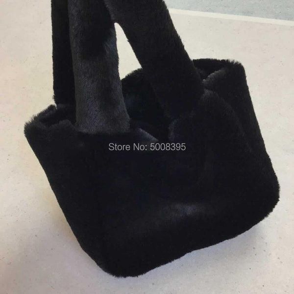 

outdoor bags black faux fur bag tote hand woman fashion 2021