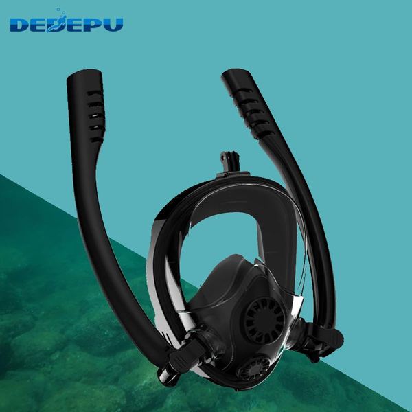 

diving masks dedepu 2021 respirator mask underwater anti fog full face wide view mirror with snorkeling ring and double tube