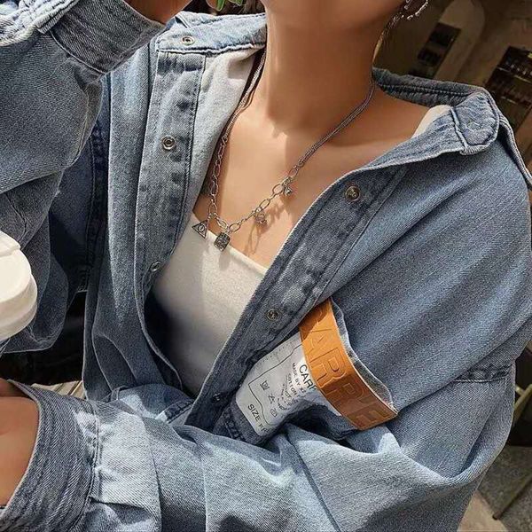 

hbp korean personality multi pendant decorative necklace women's net red exaggerated clavicle chain fashion brand jewelry women, Silver