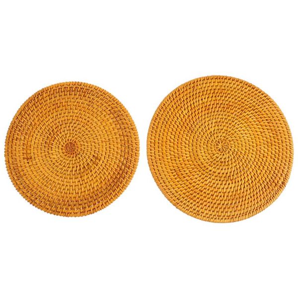 Mats Pads 2Pcs Tappetino per tazza intrecciato in rattan Sottobicchieri artigianali fatti a mano Decorazione domestica