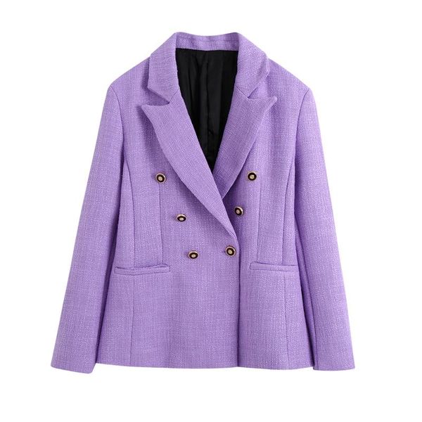 

women's suits & blazers notched women fashion purple triple breasted jackets elegant pockets long sleeve female ladies hj, White;black