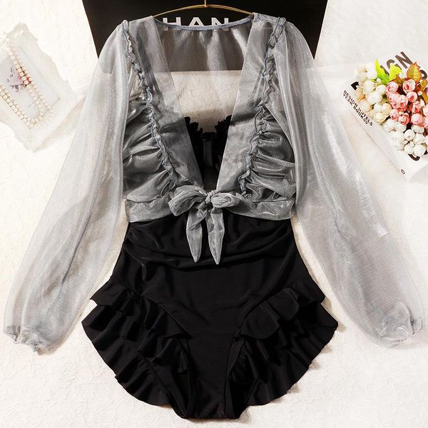 

one-piece suits 2021 women one piece swimwear high waist monokini swimsuit with scarf swimming beach wear female plus size bathing suit