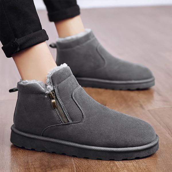 

snow boots winter plush warm and lightweight fur one northeast outdoor waterproof anti-skid bread men's cotton shoes, Black