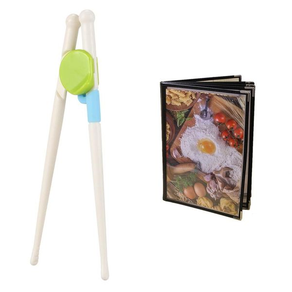 

chopsticks 1 pair children kids beginner green & pcs transparent restaurant menu covers
