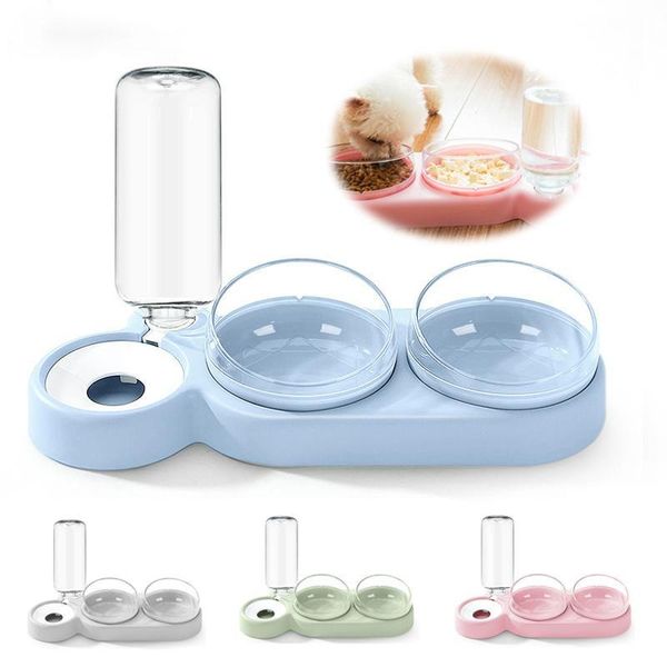 

dog bowls & feeders pet dogs cats double water feeder container dispenser for drinking supplies drop
