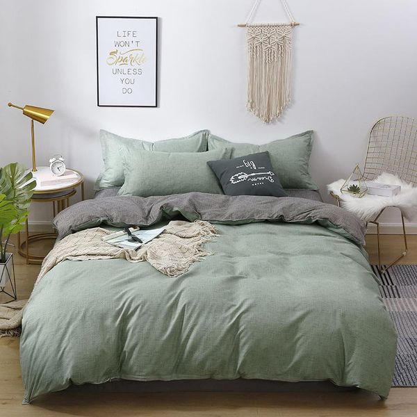 

bedding sets green duvet cover 4 piece polyester microfiber soft collection with zipper solid color pattern pillowcases and bed sheet