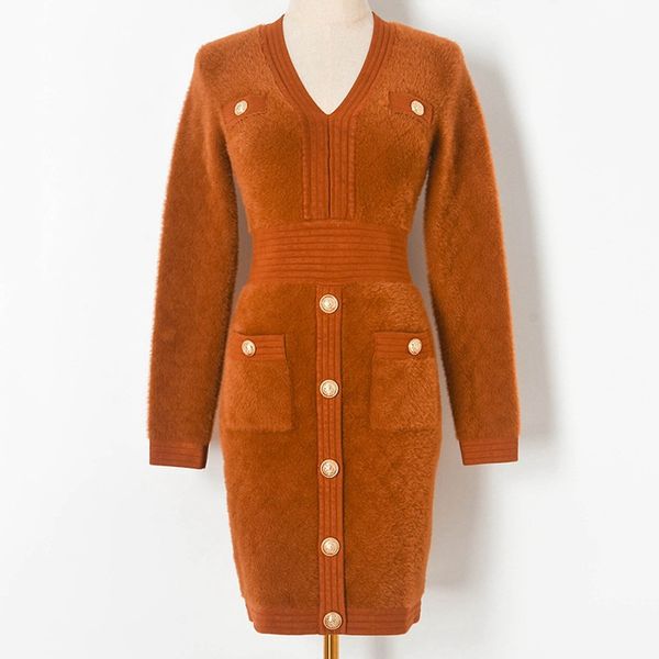 

1205 2022 runway autumn brand same style sweater long sleeve v neck pullover khaki black blue kint womens clothes womens mingzhi, White;black