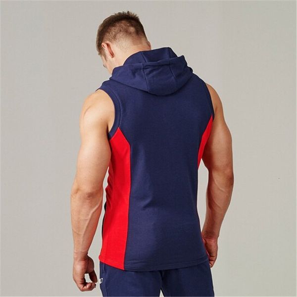 

autumn men zipper sleeveless hoodies bodybulding hoodies sweatshirts muscle fit clothes ing, Black