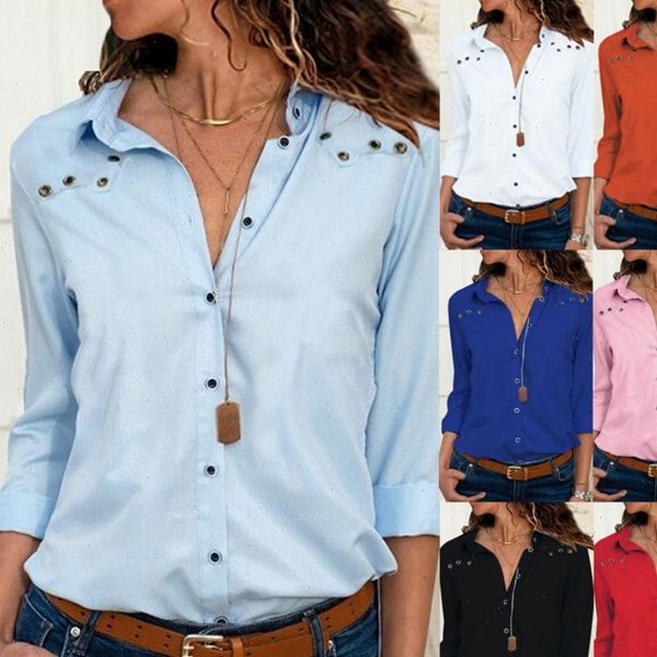 

blouse women autumn europe style pure color long sleeve button corns chiffon shirt vestidos yff6222, White