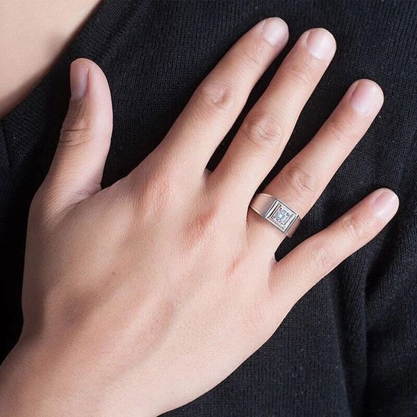 

official flagship store coupon mosangshi diamond ring diamond gift domineering men's ring, Silver