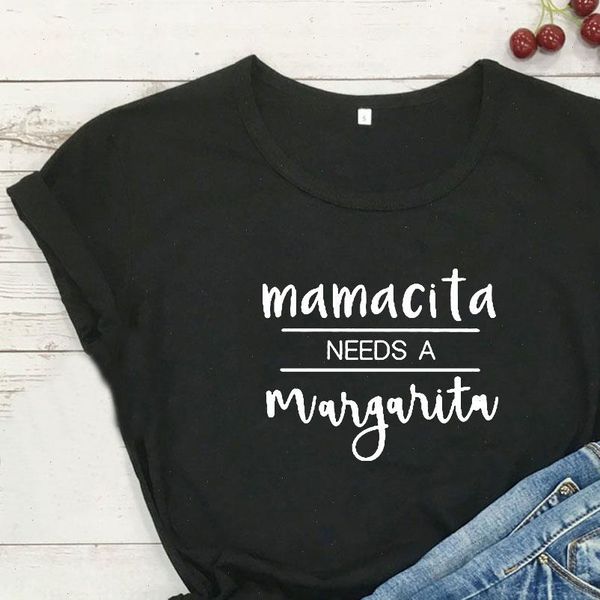 

mamacita needs margarita funny t shirt women t shirt summer short sleeve tshirt women harajuku cotton tee shirt femme, White