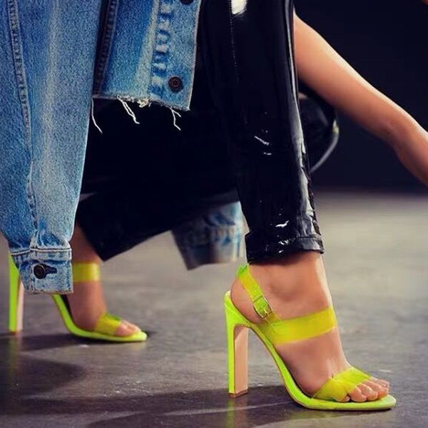 

2021 new .5cm heels womens summer peep toe sandals ladies pvc pumps woman high heel shoes lady pump sandal shoe 35-42 p7ch, Black