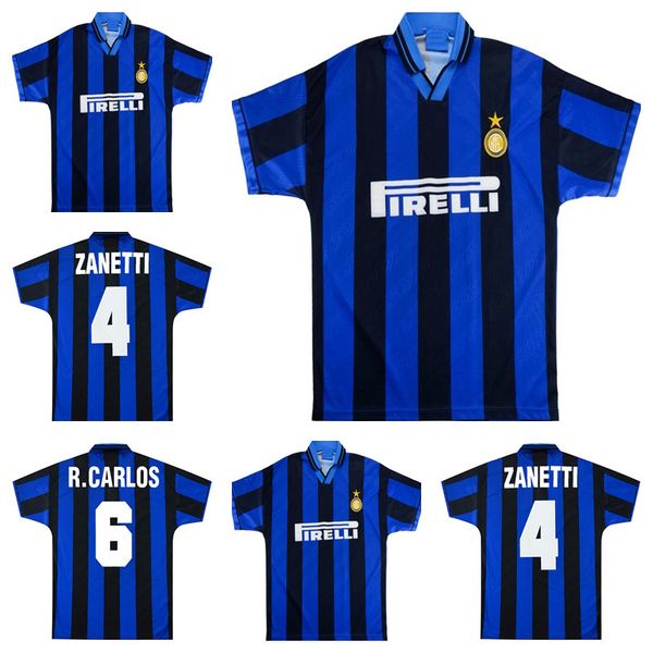 

1995 1996 inter retro soccer jersey 95 96 roberto carlos zanetti bergomi branca ince berti classic vintage football shirt aa, Black;yellow