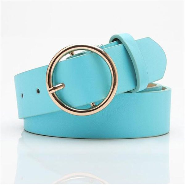 

belts 2021 9 colors solid belt women vintage pu bands female girdle metal round buckle casual ladies waistband, Black;brown