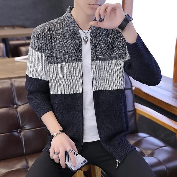 

spring and autumn men's coat 2021 new men's casual cardigan korean version slim trend knitted bottom coat cardigan, White;black