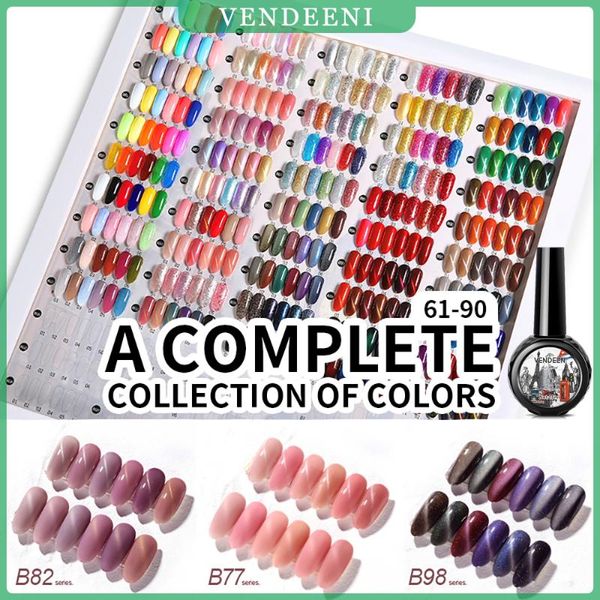 

nail gel vendeeni 6 colors/set cat eye polish glitter lacquer kits magnetic hybrid cat's uv soak off varnish, Red;pink