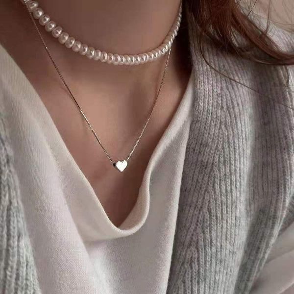

chains minimalist cute love pendant necklace for women silver color 2021 vintage metal chain necklaces geometry chokers jewelry gift