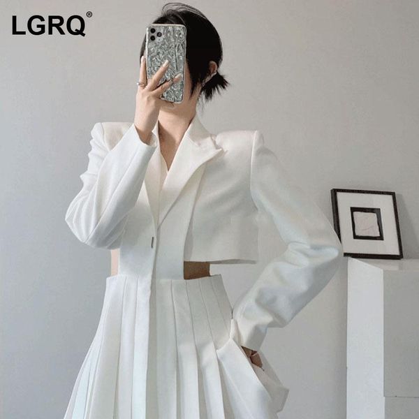 

casual dresses [lgrq] women white hollow out ruffles mini dress notched neck long sleeve fit fashion tide spring summer 2021 19d2372, Black;gray