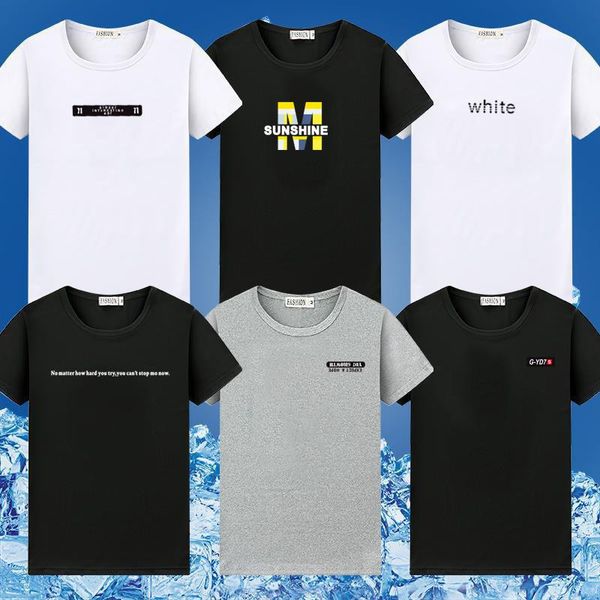 

men's t-shirts summer short sleeve t-shirt letter trendy dress, White;black