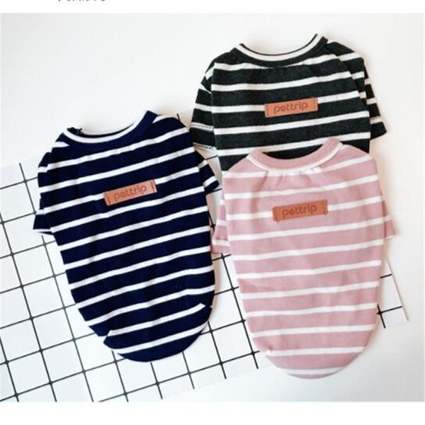 

dog apparel 3 colors striped hoodies cotton hoodie for small dogs bichon teddy pet puppy cat clothes sweatshirt sportswear clothing