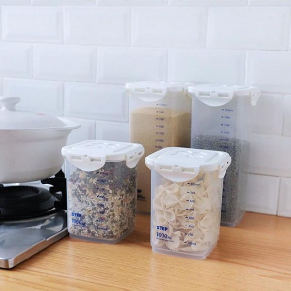 

storage bottles & jars plastic for organizing home kitchen supplies flour grains tank food container box seal