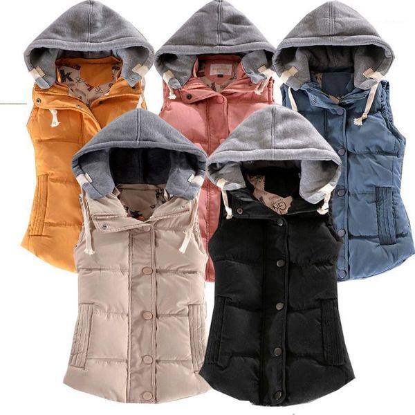 

women's vests traf autumn winter 2021 hooded vest warm padded woman korean fashion sleeveless jacket women large size waistcoat, Black;white