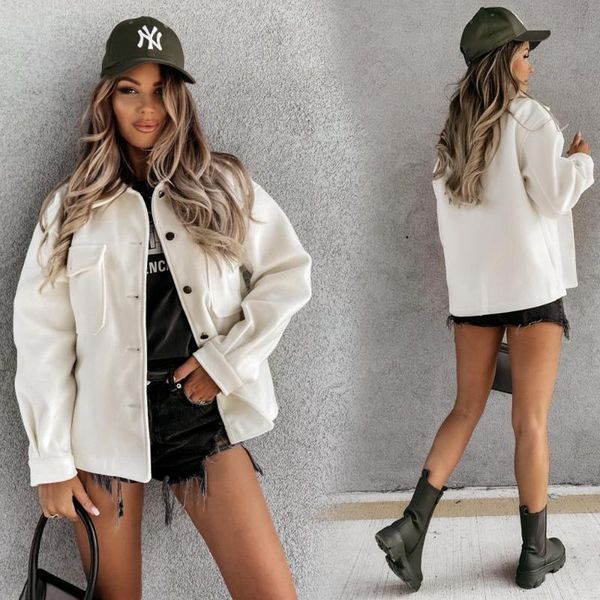 

women's jackets spring autumn women jacket 2021 solid texture casual long sleeve lapel single-breasted coats fashion pocket streetwear, Black;brown