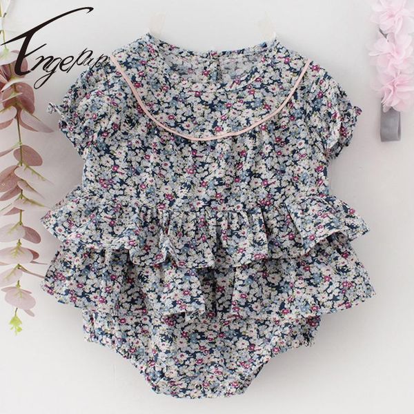 

jumpsuits engepapa born baby girls jumpsuit lovely princess style toddler girl flower cotton romper summer clothes, Blue