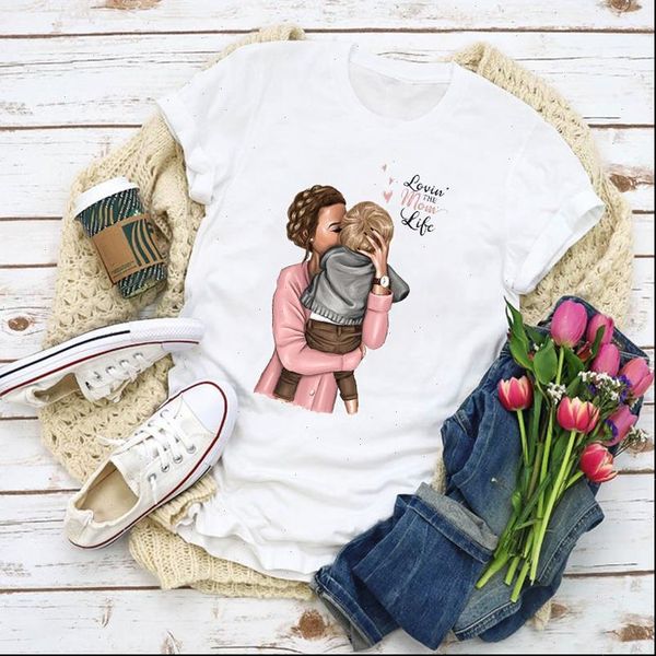 

women graphic fashion mom mama boy love print summer shirt lady clothes t shirt womens clothing tee female t shirt, White