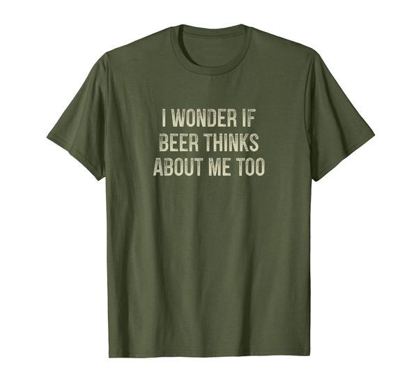 

i wonder if beer thinks about me too - vintage style - t-shirt, White;black