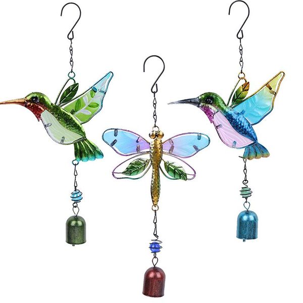 

decorative objects & figurines hummingbird wind chime handicraft glass painting hanging decoration metal tube aluminum creative
