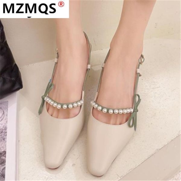 

sandals 2021 summer pointed women's shoes fashion outdoor comfortable pearl ladies party high heel buckle dress, Black