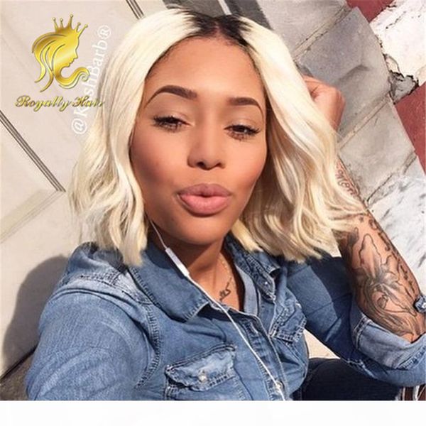 

brazilian human hair lace front wig #1b 60 ombre glueless short bob full lace wig wavy with baby hair for black women, Black;brown