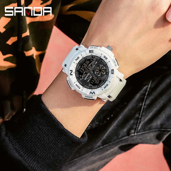 Sanda Sport relógio Casal Relógios Homens Mulheres Digitas Relógio 5amt Spin WristWatch Montre Homme Relogio Masculino Dropshipping 2021 G1022