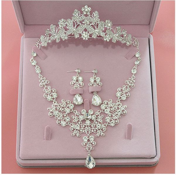 Copricapi bling set corona orecchini collana in lega di gioielli da sposa con paesaggi da sposa