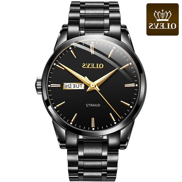 

men's alendar quartz surface gold waterproof luminous watch ollis, Slivery;brown