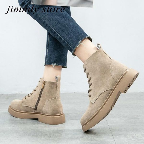 

boots cow leather women motorcycle punk snow female shoes autumn thick heel ankle, Black