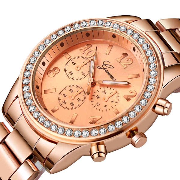 

geneva luxury rhinestone women classic es fashion ladies watch women's relogio feminino reloj mujer metal wristwatch, Slivery;brown