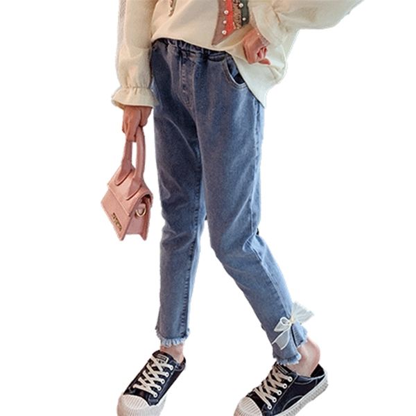 

jeans girl big bow child spring autumn children's for boys casual style clothes 6 8 10 12 14 210528, Blue