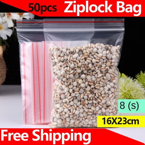 

ziplock bag transparent plastic bag plastic packaging 16x23cm 8 silk bags zipper sealed packaging 50pcs